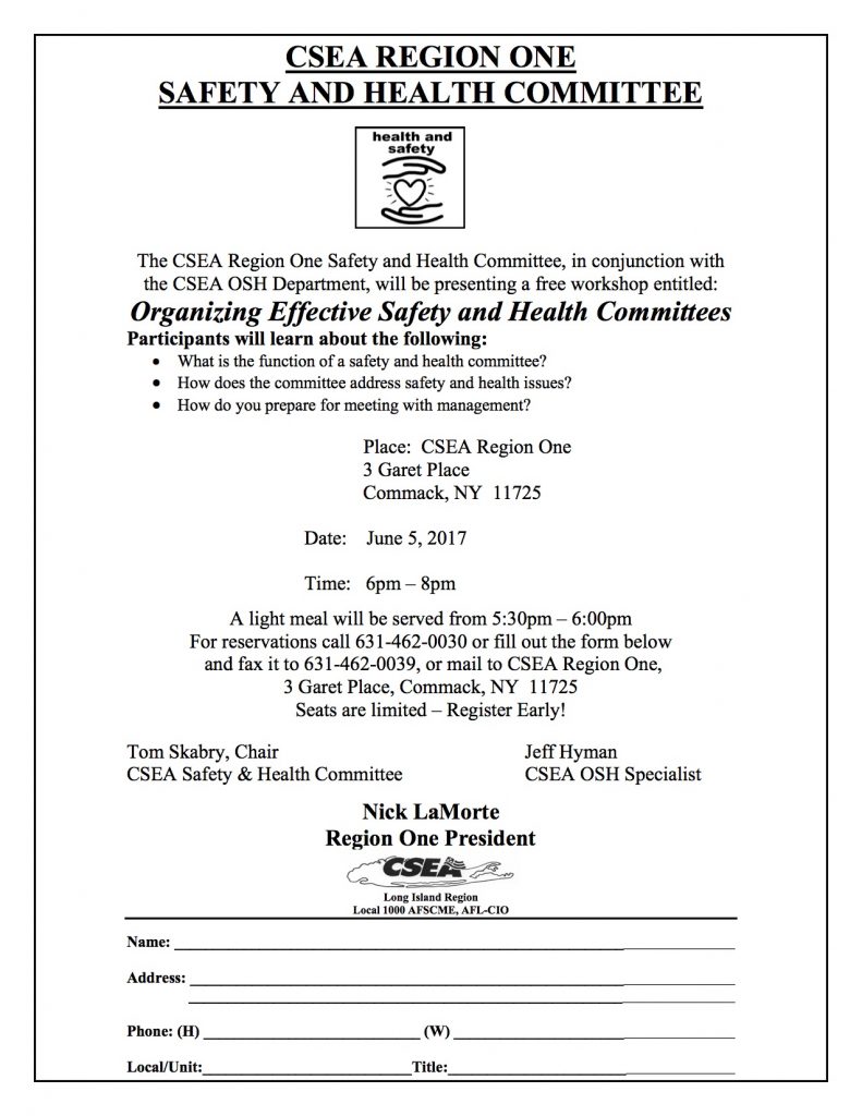 Region 1 - SAFETY & HEALTH FLIER-Organizing OSH Committees-6-5-17