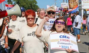 CSEA Central Region members participate in the 2016 Labor Day parade held at the State Fair in Syracuse.