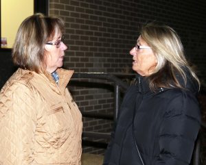 Barbara Dinardo and Dee Palazzo speak about union issues after the West Babylon School Board meeting.