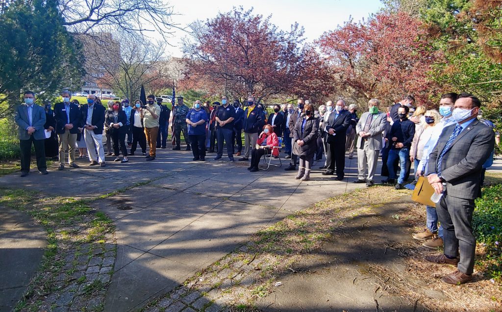 CSEA and other labor union members remember fallen workers during a Workers’ Memorial Day event sponsored by the Rochester Labor Council.