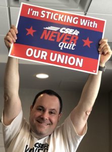 Mark Kotzin shows union pride.