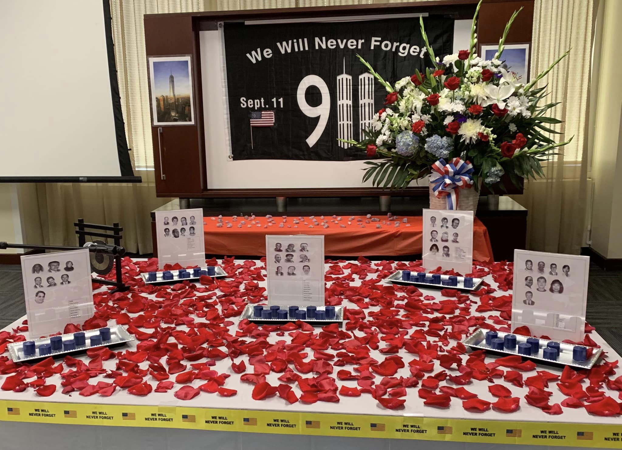 A display in memory of Tax and Finance workers who lost their lives on September 11, 2001.