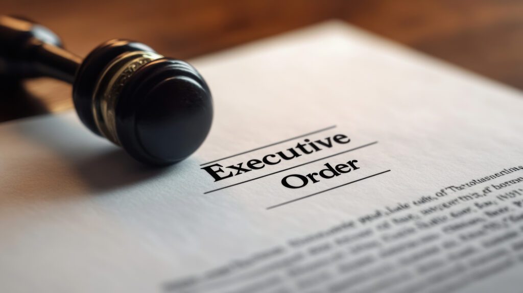 Close-up of an Executive Order Document with Gavel
